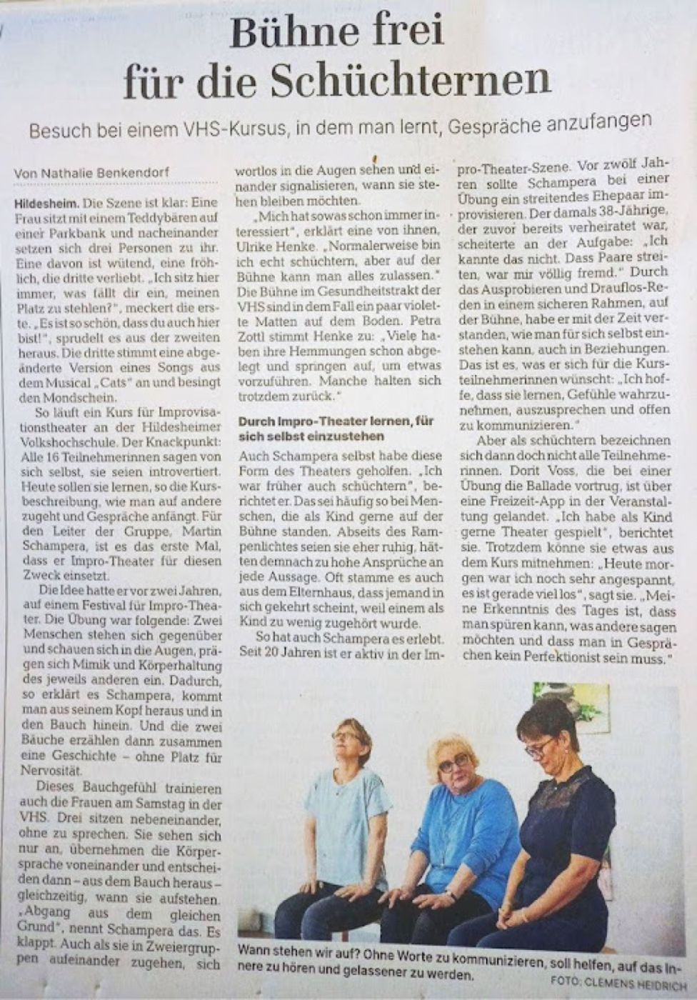 Hildesheimer Allgemeine Zeitung über Martin Schamperas Improvisations-Kurs